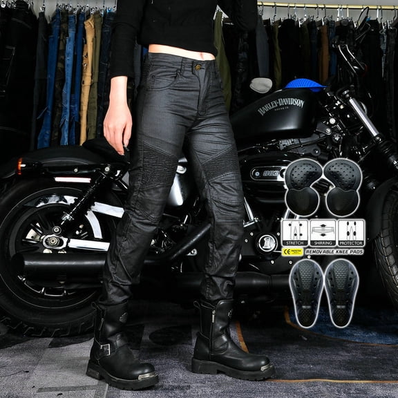 Women's motorcycle jeans with retro slim fit coating motorcycle pants, motorcycle racing riding anti fall pants