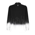 thumbnail image 4 of Long Sleeve Shirts for Women Loose Mock Neck Tops Dressy Pleated Front Blouses Back Button Lantern Sleeve Casual Fall Fashion Printed Sweatshirts Pullover, 4 of 6