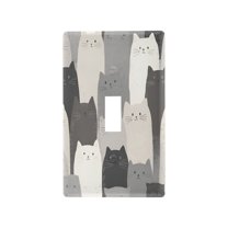 Yayeee Toggle Light Switch Wall Plate 1-Gang 4.5"x2.7" Home Decorative Outlet Cover, Gray Cute Cats