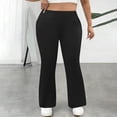 thumbnail image 3 of Women's Plus Size Yoga Pants with Pockets Bell Bottom Workout Leggings High Waisted 1X-5X Flare Sweatpants (4XL, Black), 3 of 8