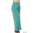 thumbnail image 3 of Zenana Women & Plus Smocked Wide Waistband Flared Bottom Casual Lounge Gaucho Pants, 3 of 4