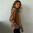 thumbnail image 4 of Womens Long Sleeve Baggy Shacketstunic tops Streetwear Basic Comfortable Jackets Button Down Long Sleeve Shirts Long Sleeve Fall CloThes Cardigan Coat Pullover Fashion Oversized Classic, Coffee, 4 of 7