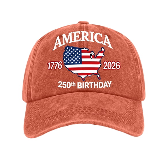 LTTVQM Multi Color Vintage Distressed Baseball Cap America 250th American Map Print Unisex Casual Outdoor Hat Saffron