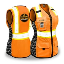 KwikSafety (Charlotte, NC) QUEEN BEE Premium Safety Vest for Women (HONEYCOMB Design) 9 Pockets Class 2 Custom High Visibility ANSI OSHA Reflective Construction Work with Zipper | Orange XS