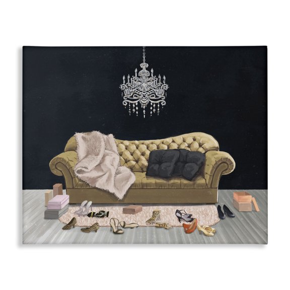 Stupell Industries Modern Chic Living Room Pink Black Canvas Art, 20 x 16, by Ziwei Li