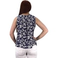 thumbnail image 3 of Two Tone Floral Rose Print Laced Neck Line Womens Top Blouse Shirt, 3 of 3