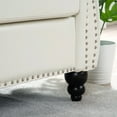 thumbnail image 6 of 3 Seat Sofa Couch PU Rolled Arm Sofa with Silver Studs Trim and Solid Wooden Legs, Super Classic Living Room Sofa with Supple Leather, Chaise Lounge Sofa TV Sofa Upholstered Arm Sofa, White, 6 of 9