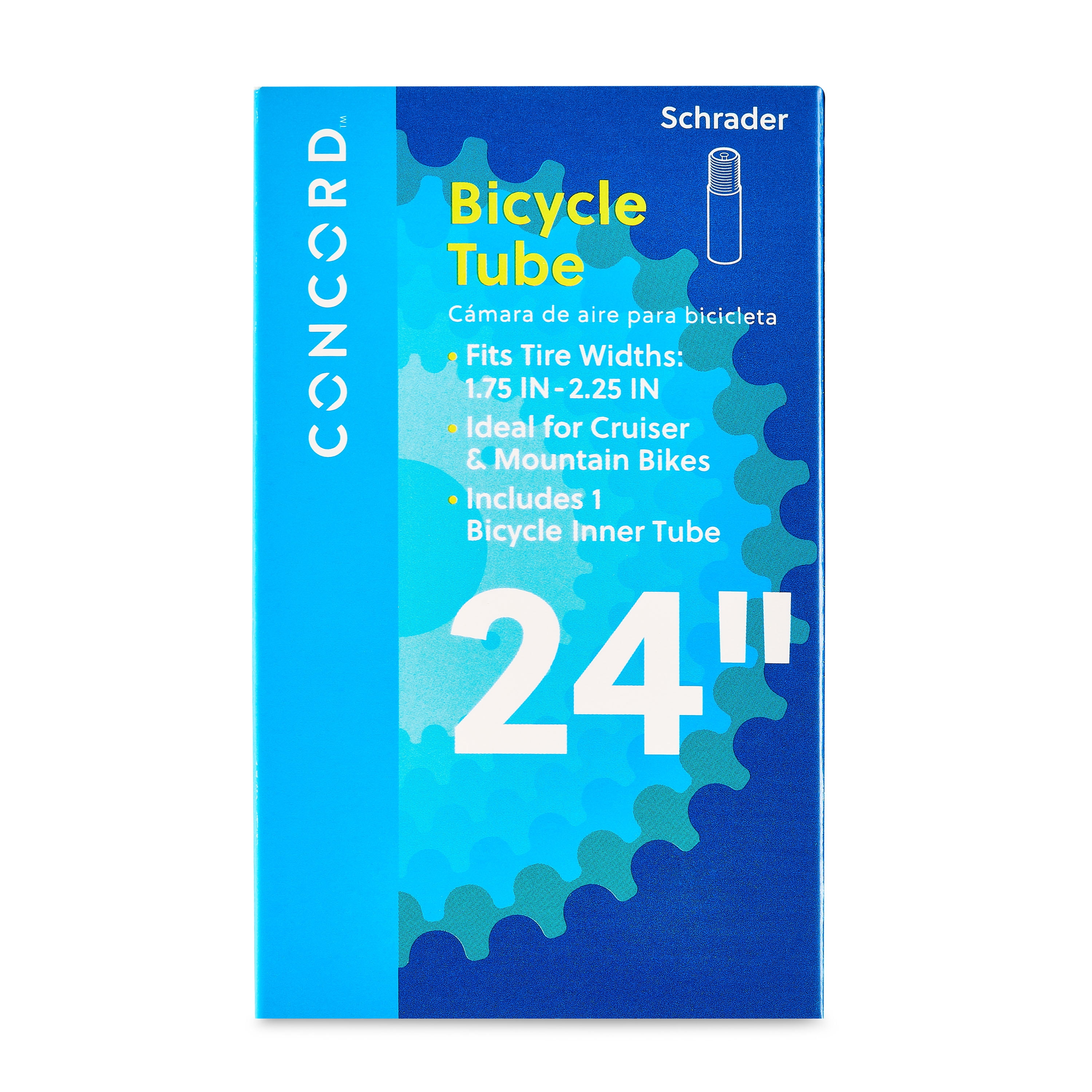 Concord Replacement Bicycle Inner Tube, 24", Schrader Valve