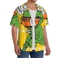 thumbnail image 2 of Naloa T-Rex Playing Football Men's Loose Fit Cuban Collar Short-Sleeve Shirt, Hawaiian Shirts, Mens Shirts Casual for Everyday Wear Outings-Small, 2 of 5