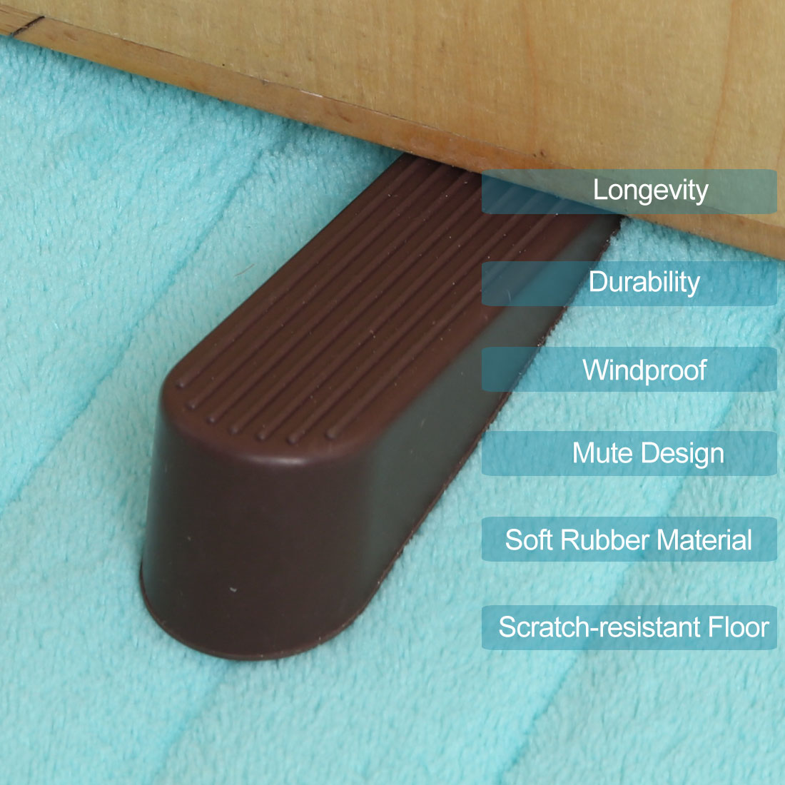 Unique Bargains Rubber Home Office Anti-Slip Wedge Door Stopper Doorstops Protector 4pcs