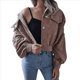 thumbnail image 3 of Chaqueta Corta de para Mujer, Otoño/Invierno, Informal, de Larga, con Botones, y Caqui XL, 3 of 10