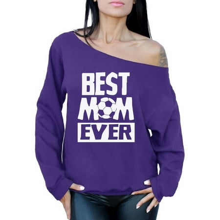Awkward Styles Women's Best Mom Ever Graphic Off Shoulder Tops Oversized Sweatshirt Soccer Mom Gift