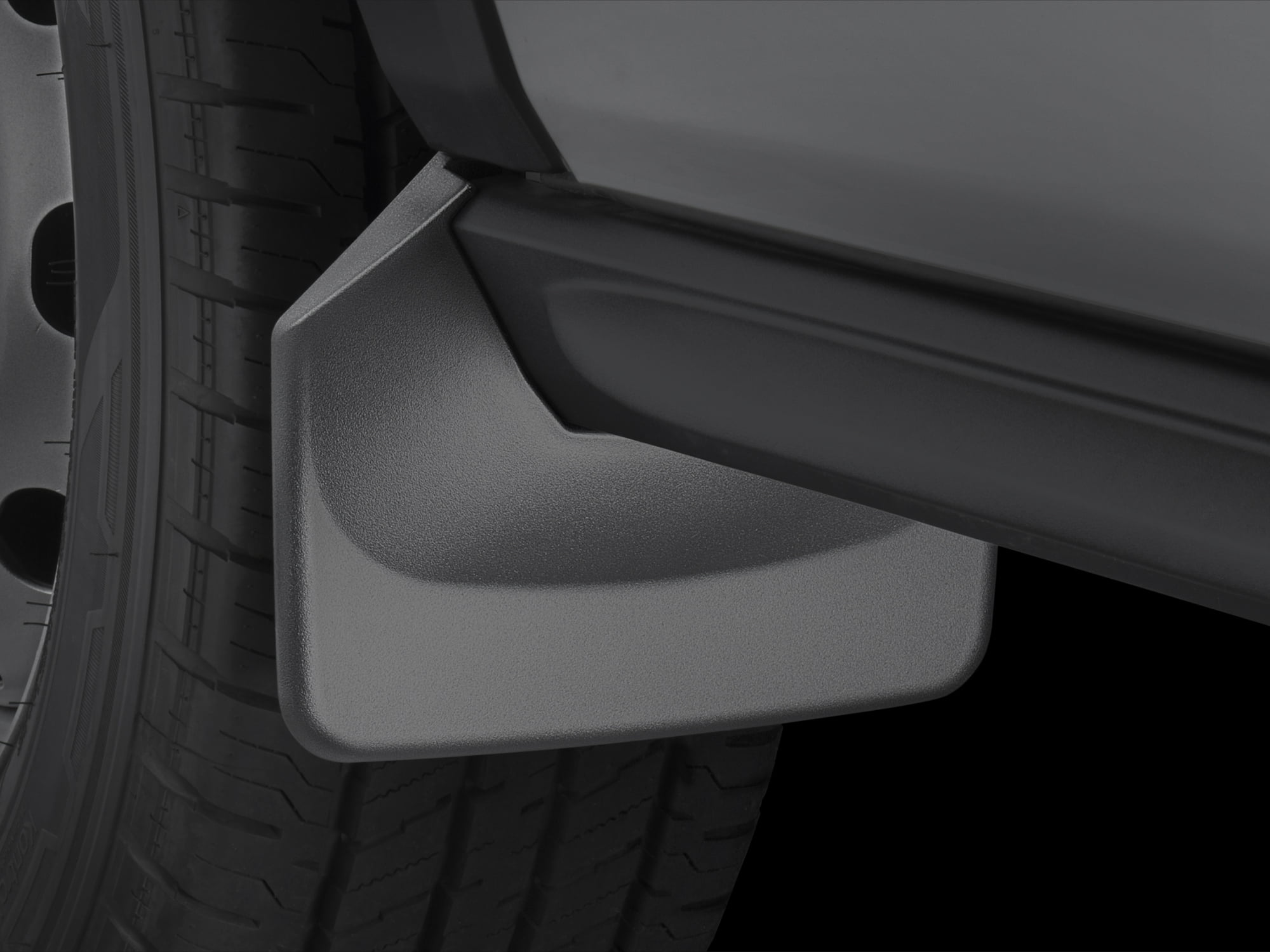 WeatherTech Custom No Drill Splash Guard MudFlaps compatible with Ford E-Transit, Transit, Front Pair - Black