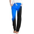 thumbnail image 2 of VERUGU Casual Pants for Women Drawstring Summer Trendy Splice Color Print Pants Elastic Waist Straight Leg Baggy Comfort Daily Trousers with Pockets Full-Length Loose Slack Blue XXL, 2 of 5