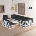 thumbnail image 1 of vidaXL 10 Piece Garden Lounge Set with Cushions Solid Wood Pine, 1 of 5