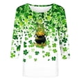 thumbnail image 3 of Women's St Patrick's Day Tee Short Sleeve Irish Shamrock Printed Tops Crewneck Festival Tops Green Shirts for Women, 3 of 3