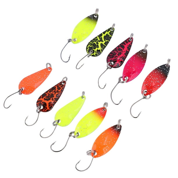 FAGINEY 10pcs Metal Hard Bait Sequins Spoon Fishing Hook Accessory with  Box, Sequins Lures,Hard Lure