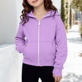 thumbnail image 2 of felwors Girls Zip Up Hoodies Kids Casual Long Sleeve Sweatshirt Fall Jacket with Pockets (Purple,13-14 Years), 2 of 6