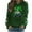 Army Green, variant on St. Patricks Day Shirts for Women Long Sleeve Crewneck Sweatshirt Irish Gnome with Shamrock Print Tops Cute Graphic Pullover
