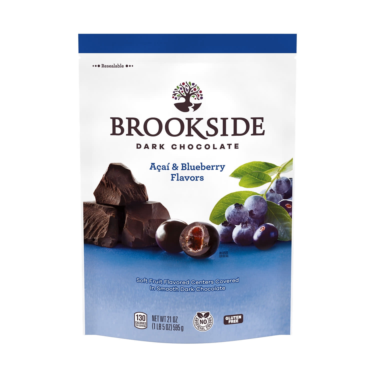 BROOKSIDE, Dark Chocolate with Acai and Blueberry Flavors Candy, Resealable Bag, 21 oz, Bag