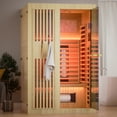 thumbnail image 6 of MEISSALIVVE Full Spectrum Sauna for Home,1~2 Person Indoor Infrared Sauna Room with 10 Minutes Warm-up Heate,,Canadian Hemlock Wood Home Sauna with Bluetooth. and Tempered Glass, 6 of 10