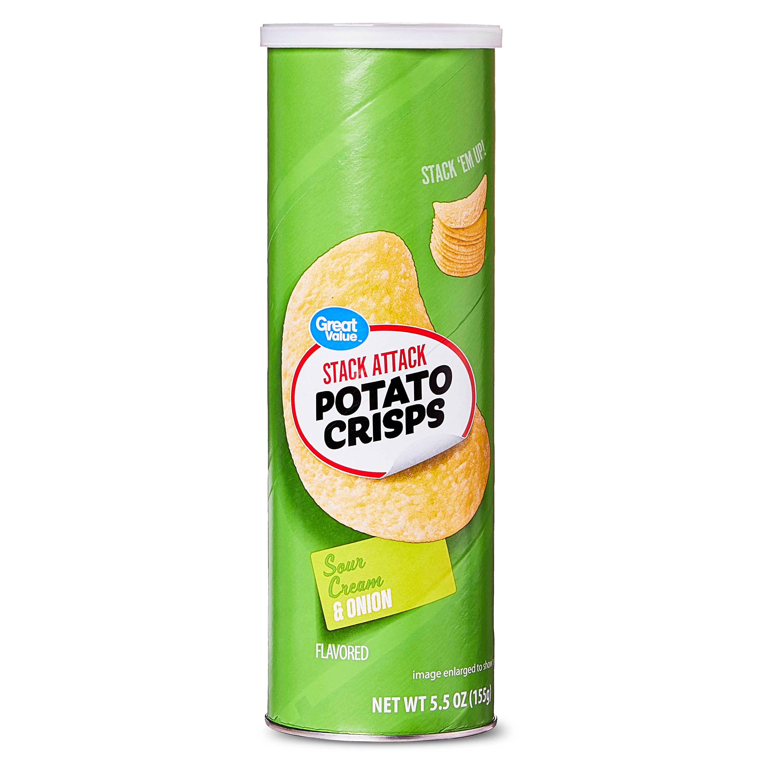 (3 pack) Great Value Stack Attack Sour Cream and Onion Potato Crisps, 5.5 oz