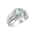 thumbnail image 3 of RYLOS Mens Rings 14K White Gold Ring 6X4MM Oval Shape Gemstone & Diamond Ring Aquamarine March Birthstone Rings For Man Gold Rings Size 10, 3 of 7