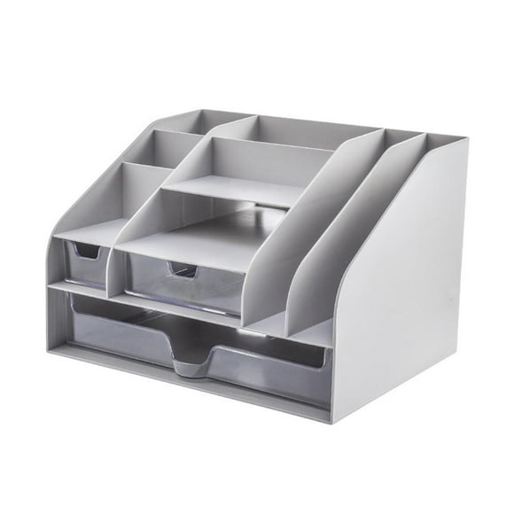Office Desk Organizer with Sliding Drawer and dividers, Desktop Files and Stationery Organizer
