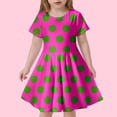 thumbnail image 2 of Robes de Printemps pour Filles Robe d'Été à Pois Ajustée Douce Respirante à Manches Courtes Décontractée Robe pour Enfants Rose Vif 10 Ans-13 Ans, 2 of 4