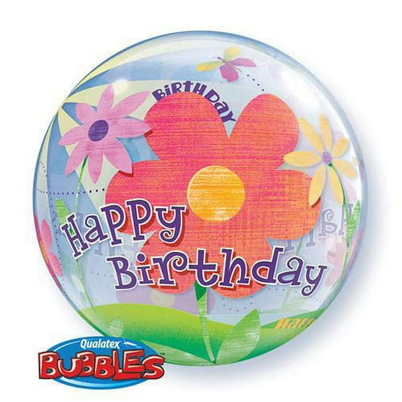 LOONBALLOON Flowers Balloons, 22″ BUBBLE - BIRTHDAY FUNKY FLOWERS