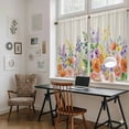 thumbnail image 5 of Pink Orange Flowers Kitchen Curtains 45 Inch Length, Spring Floral Farmhouse Botanical Rustic Tiers Curtains for Bathroom Bedroom Cafe, Light Filtering Window Treatment Drapes 2 Panels 42"Wx45"L, 5 of 8