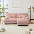 thumbnail image 3 of Cloud Couch Sectional Sofa for Living Room, Chenille 2 Seater Couch with 2 Lumbar pillows and 2 throw pillows , Upholstered Wide Arm Sofa with Convertible Ottoman,Chenille Pink, 3 of 9