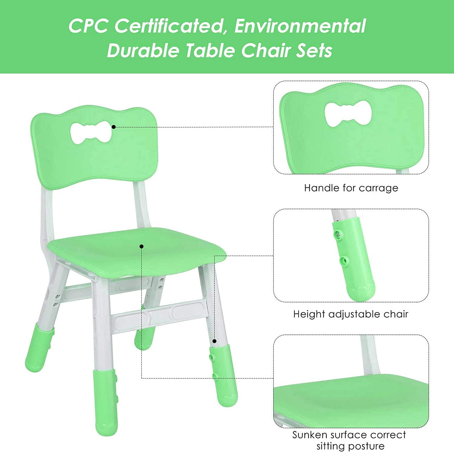 LAZY BUDDY Kids Table and 4 Chairs Set Height Adjustable