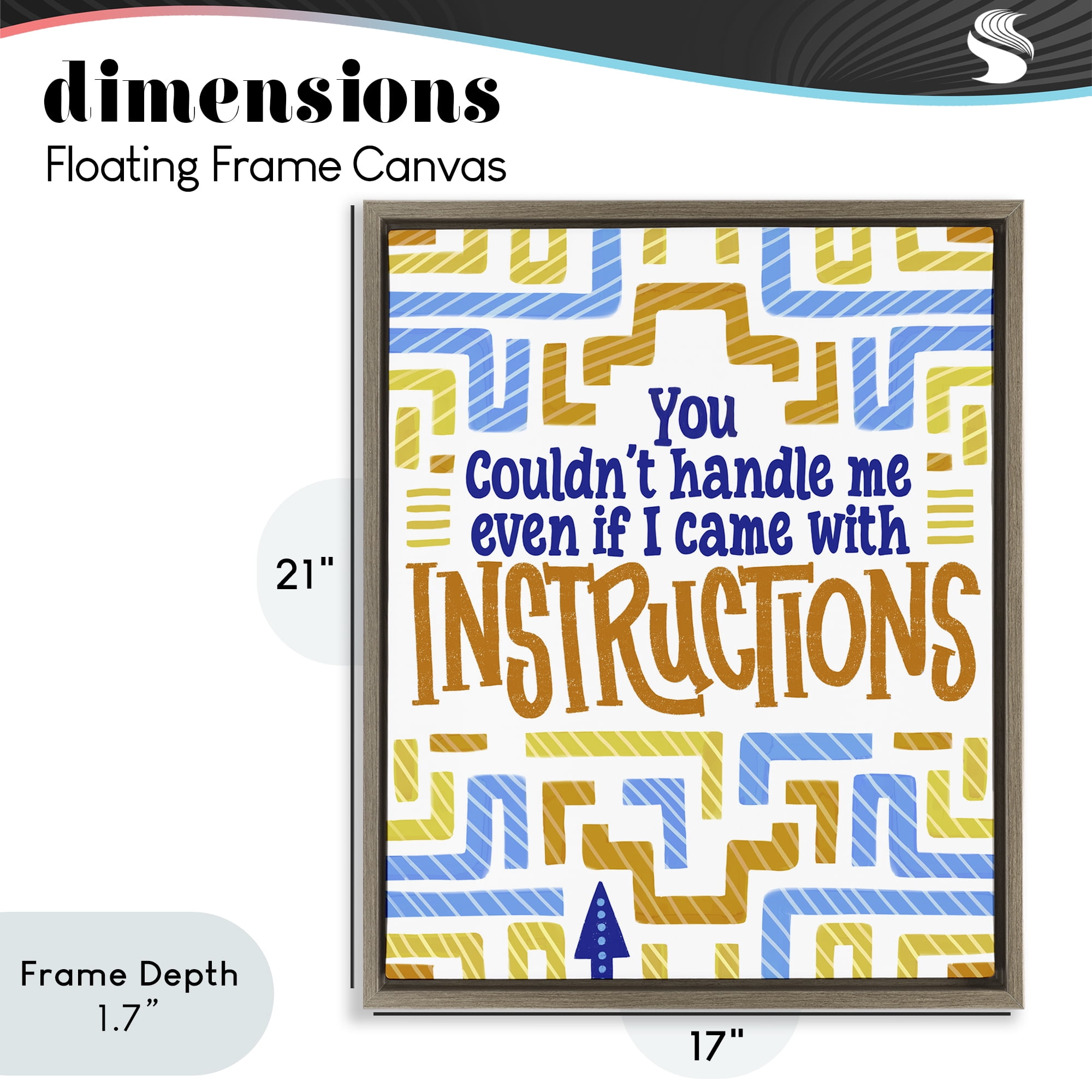 Stupell Industries Funny Can't Handle Me Brown Framed Floater Canvas Wall Art, design by Connie Summers