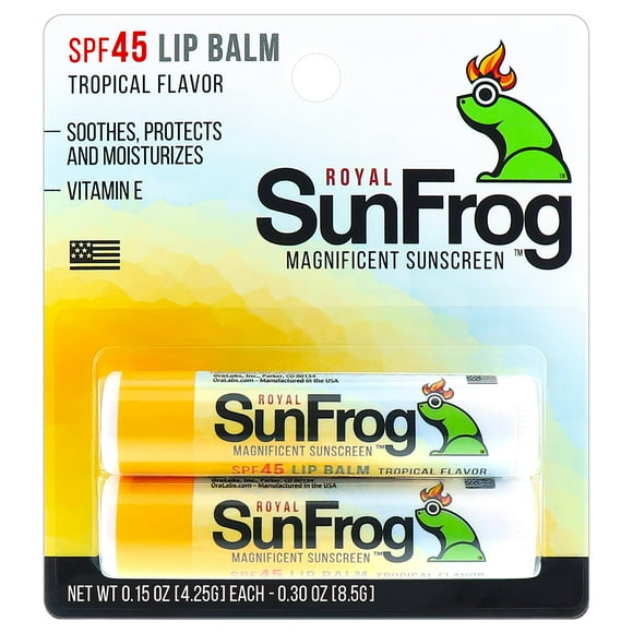 Bálsamo labial ROYAL SUNFROG SPF 45 Tropical, 2 unidades, 8.5 g
