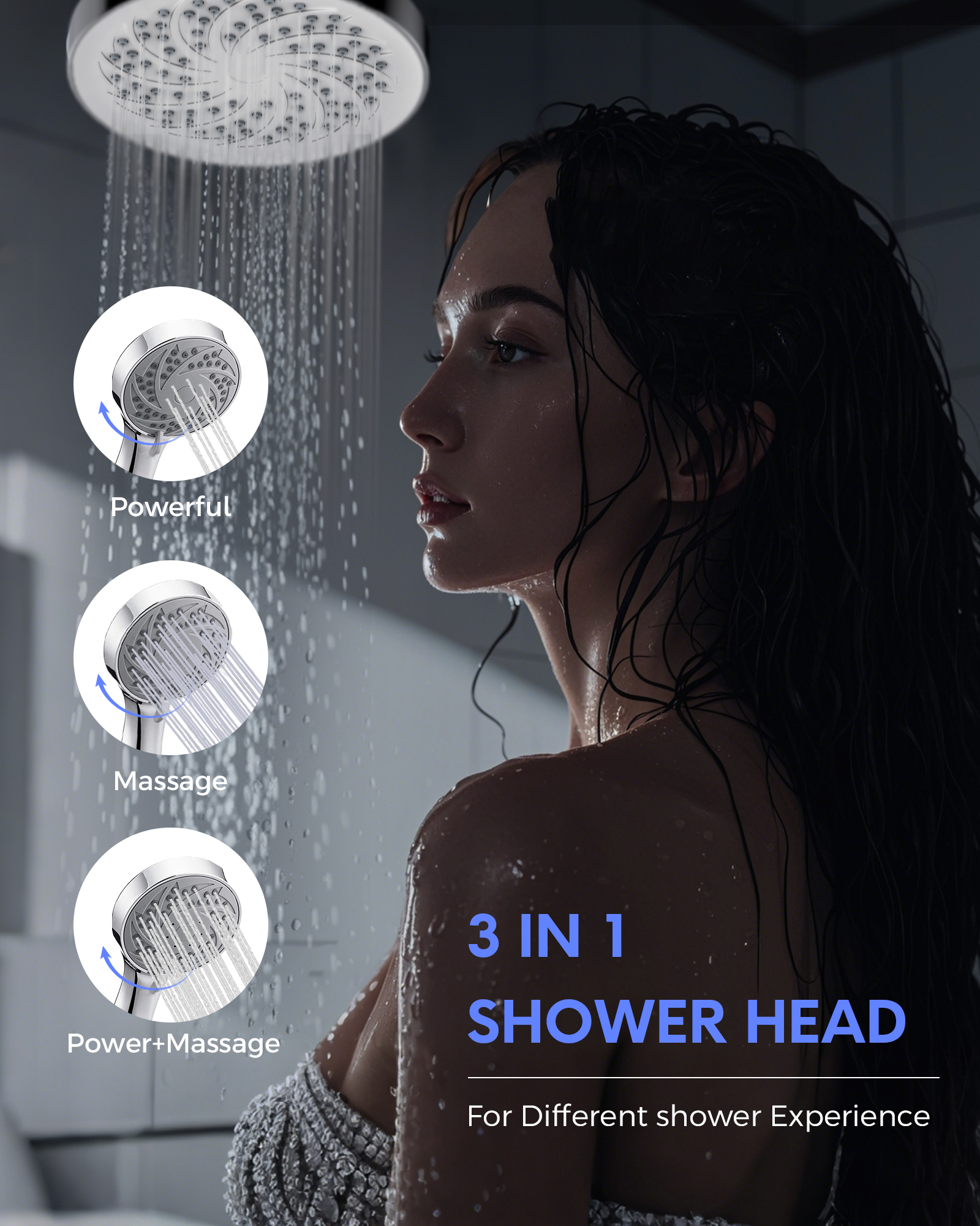 HODVIT 6-Inch Rainfall Shower Head and Handheld Combo photo 3