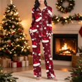 thumbnail image 2 of successthop Christmas Pjs Women 2 Piece Santa Hat Long Sleeve Snowflake Shirts Holiday Merry Sleepwear with Pockets, 2 of 6