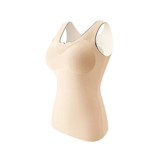 Minnieouse Ropa interior térmica acolchada de invierno para mujer, Top transpirable de mantenimiento del calor, chaleco informal de poliéster, accesorio Ropa interior Color de piel XXXL Minnieouse AP013622-03