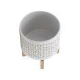 thumbnail image 5 of 8" CHEVRON PLANTER W/ WOOD STAND, BEIGE 06873, 5 of 9