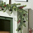 thumbnail image 4 of FastXmas 71" Christmas Rattan Decoration Red Berries and Green Pine-Needles Christmas Rattan Ornament Classical Norfolk Pine Christmas Garland Decor for Xmas Stair Fireplace Wall Home Indoor Outdoor, 4 of 6