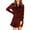 Burgundy, variant on Womens Velvet Button Down T Shirts Swing Mini Dress Casual Long Sleeves Lapel Tunic Tops