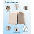 thumbnail image 4 of Kicctian 6x6 ft Outdoor Portable Carport, 220G PE Tarp with Roll-Up Zipper Door & Vent, Car Tent Outdoor Shelter for Motorcycle, Bike, Firewood, Garden Tools, Khaki, 4 of 7