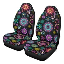 Uorisanigo Car Seat Covers Front Seats Blanket Cloth Hawaiian Ethnic Flower Seat Cover, 2Pcs Auto Seats Covers Universal for SUV Trucks Sedan, Stylish Car Accessories