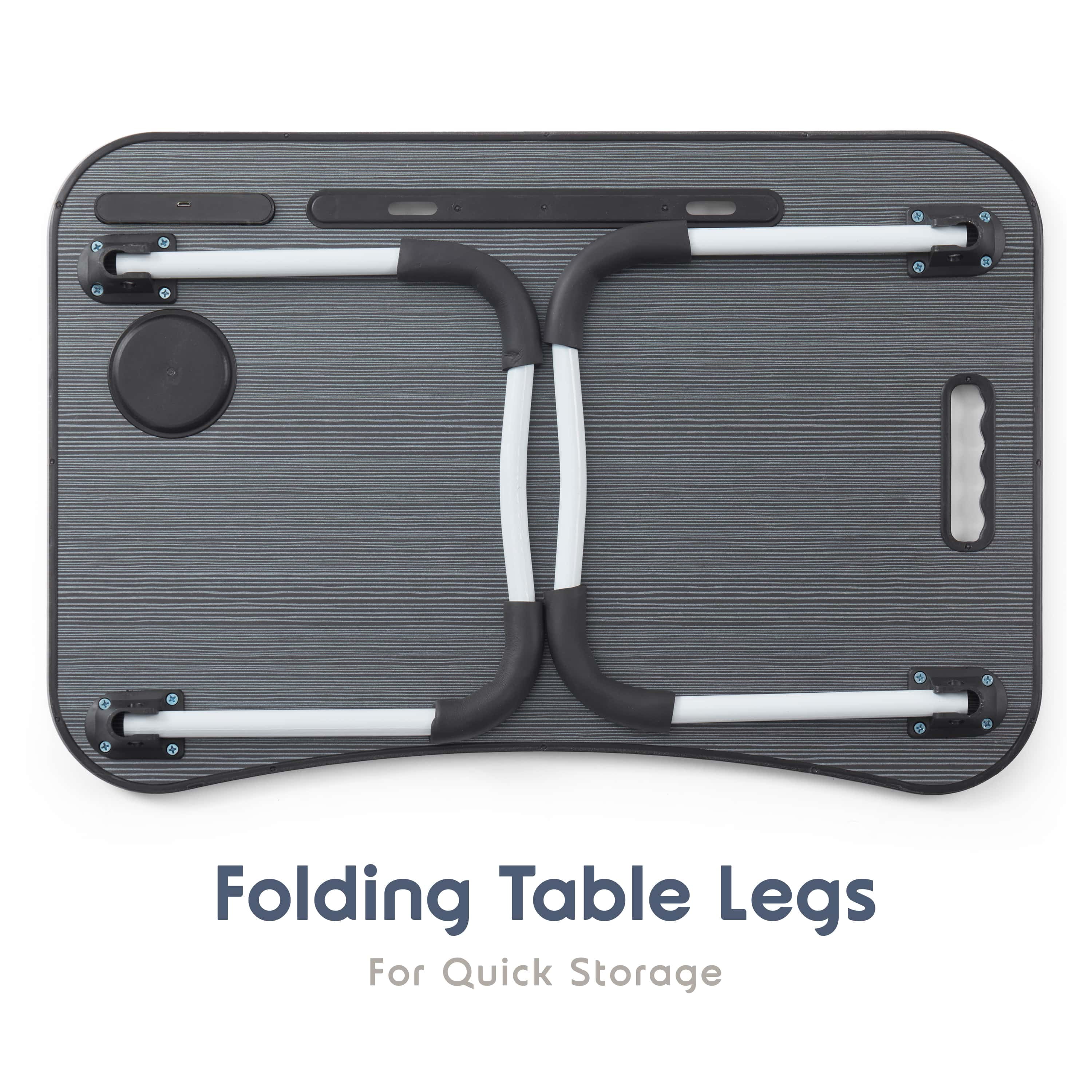 Lammaloe Foldable Lap Desk with USB Ports, Portable & Lightweight Laptop Desk for Bed and Couch - Ideal for Working, Reading, or Eating, Large