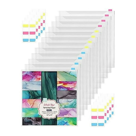 12Piece Scrapbook Paper Storage Box for 30.48 X 30.45 cm with 60 Adhesive Index Tabs Waterproof Single Top Load