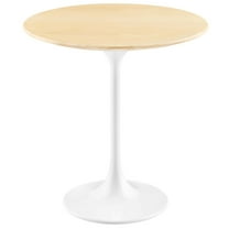 Modway Lippa 20" Round Modern Wood & Metal Side Table in Natural/White