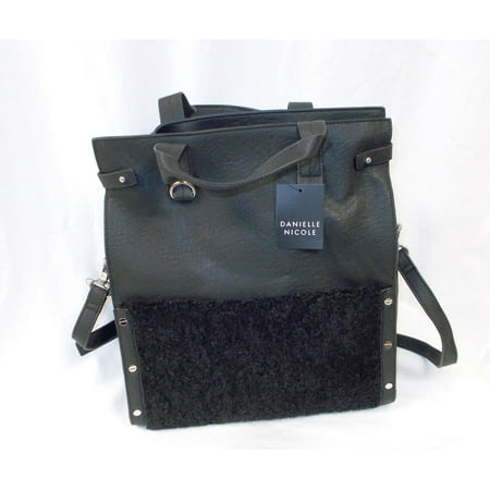 Danielle Nicole Womens Minx Faux Leather Colorblock Tote Handbag Black Large