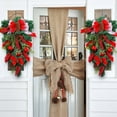 thumbnail image 6 of Christmas Stair Swag Wreath Cedar Pine Garland Real Touch Christmas Wreath with Red Bow Berry Front Door Wall Window Stairs Holiday Christmas Decoration 20 inch, 6 of 9