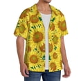 thumbnail image 4 of Honeii 's Floral Sunflowers for men's short-sleeved button-up collared shirt featuring a pocket, perfect for beach vacations, and travel adventures., 4 of 5