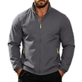 thumbnail image 2 of SGFCWSX Men's Windbreaker Water Resistant Windproof Stand Collar Full Zip Zipper Pockets Casual Athletic Jacket Dark Gray Size S, 2 of 9